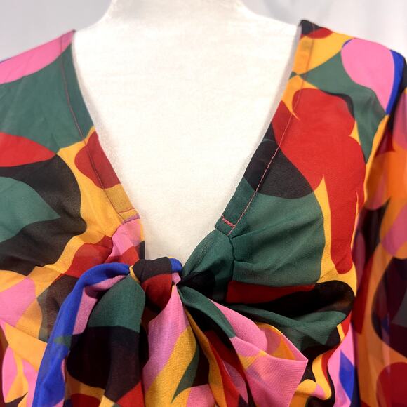 ANTHROPOLOGIE Beach Riot Shiloh Cutout Cover-Up Maxi Dress Sz Large Geo Floral - Picture 8 of 11